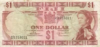 Fiji 1 Dollar - Elizabeth II - ND (1974) - Replacement - P.71br
