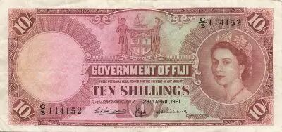 Fiji 10 Shillings - Elizabeth II - 28-04-1962 - P.52b