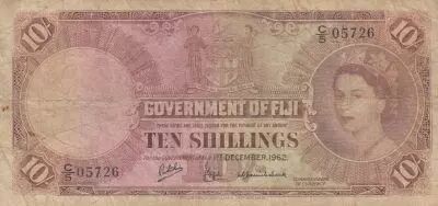 Fiji 10 Shillings - Elizabeth II - Fiji - 1962 - Series C5
