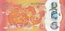 Fiji 100 Cents - Hibiscus Flower - Chinese Dragon - 2023 - BC Series