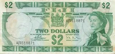 Fiji 2 Dollars - Elizabeth II - ND (1974) - P.72