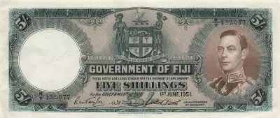 Fiji 5 Shillings - George VI - 01-06-1951 - P.37k