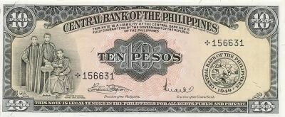 Filipinas 10 Pesos - ND (1968-70) - Replacement - P.136f