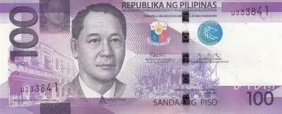 Filipinas 100 Piso - M. Rowas -  Whale shark , Mayon volcano- 2020 - Serial U