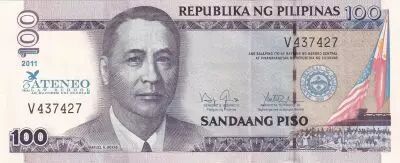 Filipinas 100 Piso 2011 - Manuel A. Roxas - 75 years of ATENEO