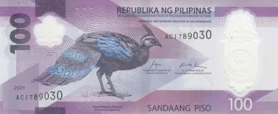 Filipinas 100 Pisos - Peacocks - Whale  - Polymer - 2025 - Serial AC