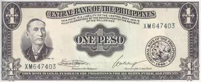 Filippine 1 Peso - Mabini - Church - 1949 - P.133