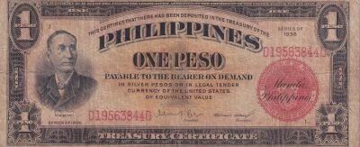 Filippine 1 Peso - Mabini - Orange design - 1936 - DD Series