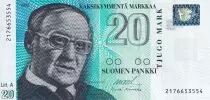 Finlande 20 Markkaa Vaino Linna - Rue de Tampere - 1993 - Litt. A - p.123a