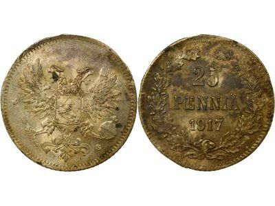 Finlande Nicolas II - 25 Pennia Argent - 1917 Helsinki S