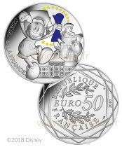 France - Monnaie de Paris 50 Euros Argent COULEUR 2018 - Mickey Etudiant  Mickey et la France (Vague 1)