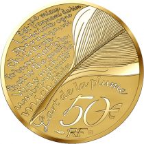 France - Monnaie de Paris 50 Euros Or BE France 2021 - Jean de la Fontaine - L\'Art de la Plume 2021