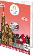 France - Monnaie de Paris Cathédrale de Strasbourg - 10 Euros Argent Couleur 2024 (MDP) - La France accueille les Jeux - Mascott