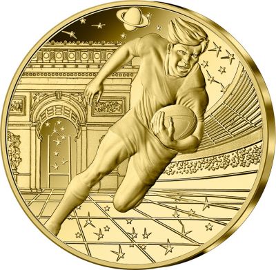 France - Monnaie de Paris Coupe du Monde de Rugby - Emblme - 5 Euros Or BE 2023