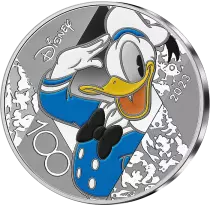France - Monnaie de Paris Donald Duck - 100 ans Disney - 10 Euros Argent Couleur BE 2023 (MDP)