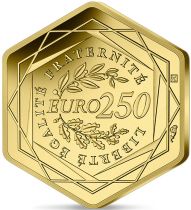 France - Monnaie de Paris Jeux Olympiques PARIS 2024 - 250 Euros OR FRANCE 2022 - Le Génie - pièce hexagonale