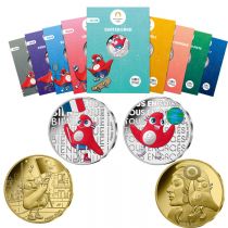 France - Monnaie de Paris Le Lot Complet Euros France 2023 (MDP) - Les Phryges - Les Mascottes de Paris 2024 (Vague 1)