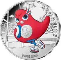 France - Monnaie de Paris Le Rugby &agrave; 7 - 10 Euros Argent Couleur FRANCE 2023 (MDP) - Les Phryges - Mascottes de Paris 2024 - Vag
