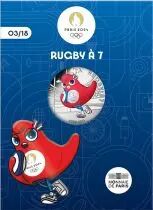 France - Monnaie de Paris Le Rugby &agrave; 7 - 10 Euros Argent Couleur FRANCE 2023 (MDP) - Les Phryges - Mascottes de Paris 2024 - Vag