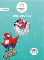 France - Monnaie de Paris Le Skateboard - 10 Euros Argent Couleur FRANCE 2023 (MDP) - Les Phryges - Mascottes de Paris 2024 - Va