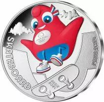 France - Monnaie de Paris Le Skateboard - 10 Euros Argent Couleur FRANCE 2023 (MDP) - Les Phryges - Mascottes de Paris 2024 - Va