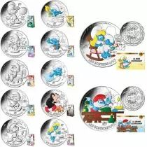 France - Monnaie de Paris Les 10 x 10 Euros Argent et 2 X 50 Euros Argent Couleur France 2020 (MDP) - LES SCHTROUMPFS (Vague 1)