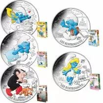 France - Monnaie de Paris Les 5 x 10 Euros Argent Couleur France 2020 (MDP) - LES SCHTROUMPFS (Vague 1)