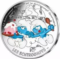 France - Monnaie de Paris Les Schtroumpfs Patissier et Gourmand - 50 Euros Argent Couleur FRANCE 2020 (MDP) - Les Schtroumpfs - 