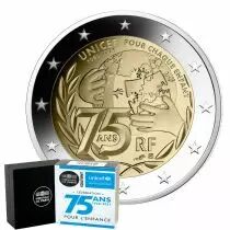 France - Monnaie de Paris LOT BU et BE - 2 Euros Comm&eacute;mo. France 2021 - 75 ans de l\'UNICEF