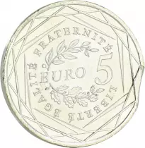 France - Monnaie de Paris Pi&egrave;ce Faut&eacute;e (clipp&eacute;e) - 5 Euros Argent FRANCE 2008 - La Semeuse