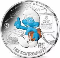 France - Monnaie de Paris Schtroumpf &agrave; Lunettes - 10 Euros Argent Couleur FRANCE 2020 (MDP) - Les Schtroumpfs