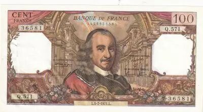 France  100 Francs - Corneille - 01.07.1971 - Serial Q.571