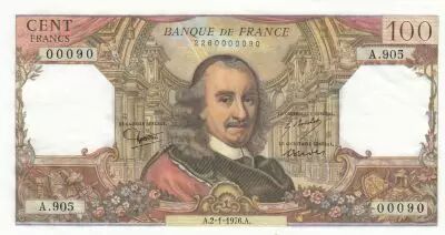 France  100 Francs - Corneille - 02-01-1976 - Serial A.905 - Small number