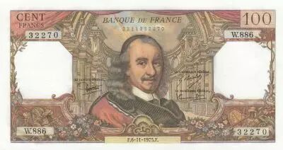 France  100 Francs - Corneille - 06-11-1975 - Serial W.886