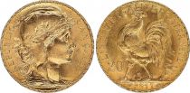 France  20 Francs, Marian - Rooster 1911 - Gold