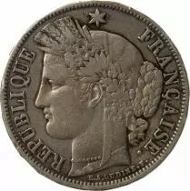 France  5 FRANCS ARGENT CERES WITH LEGEND 1870 A PARIS