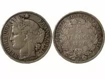 France  5 FRANCS ARGENT CERES WITH LEGEND 1870 A PARIS