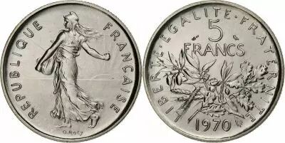 France  5 Francs Woman sowing seed - 1970