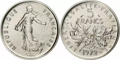 France  5 Francs Woman sowing seed - 1972