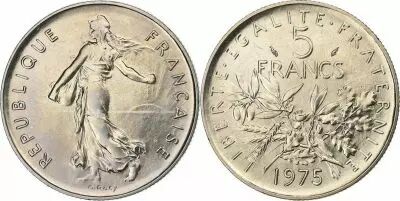 France  5 Francs Woman sowing seed - 1975