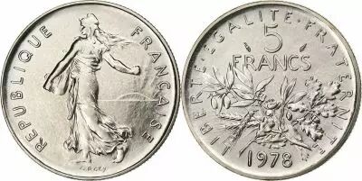 France  5 Francs Woman sowing seed - 1978