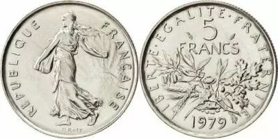 France  5 Francs Woman sowing seed - 1979
