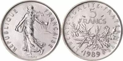 France  5 Francs Woman sowing seed - 1989