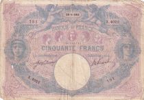 France  50 Francs - Blue and Rose - 29-05-1911 - Serial X.4022 - P.64