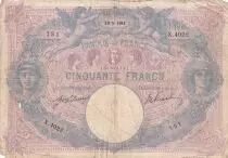 France  50 Francs - Blue and Rose - 29-05-1911 - Serial X.4022 - P.64