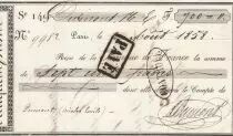 France  700 francs - French bank receipt - Serial 149 - 1858