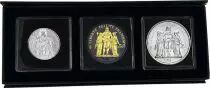 France (application Ruth&eacute;nium et Or par un institut priv&eacute;) Coffret Trio Hercule France contenant la 10 Francs RUTHENIUM & OR