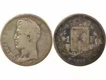 France  Charles X - Silver Franc, 5 leaves - 1827 Q Perpignan