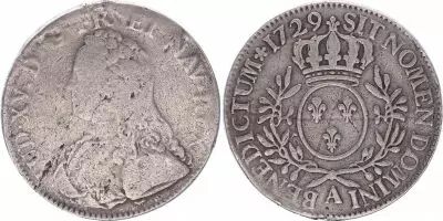 France  Ecu Louis XV arms of France with sprays - 1729 A Paris