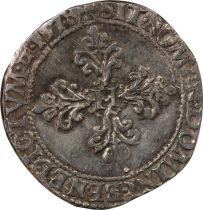 France  HENRI III - 1/2 FRANC WITH FLAT COLLAR 1578 S TROYES